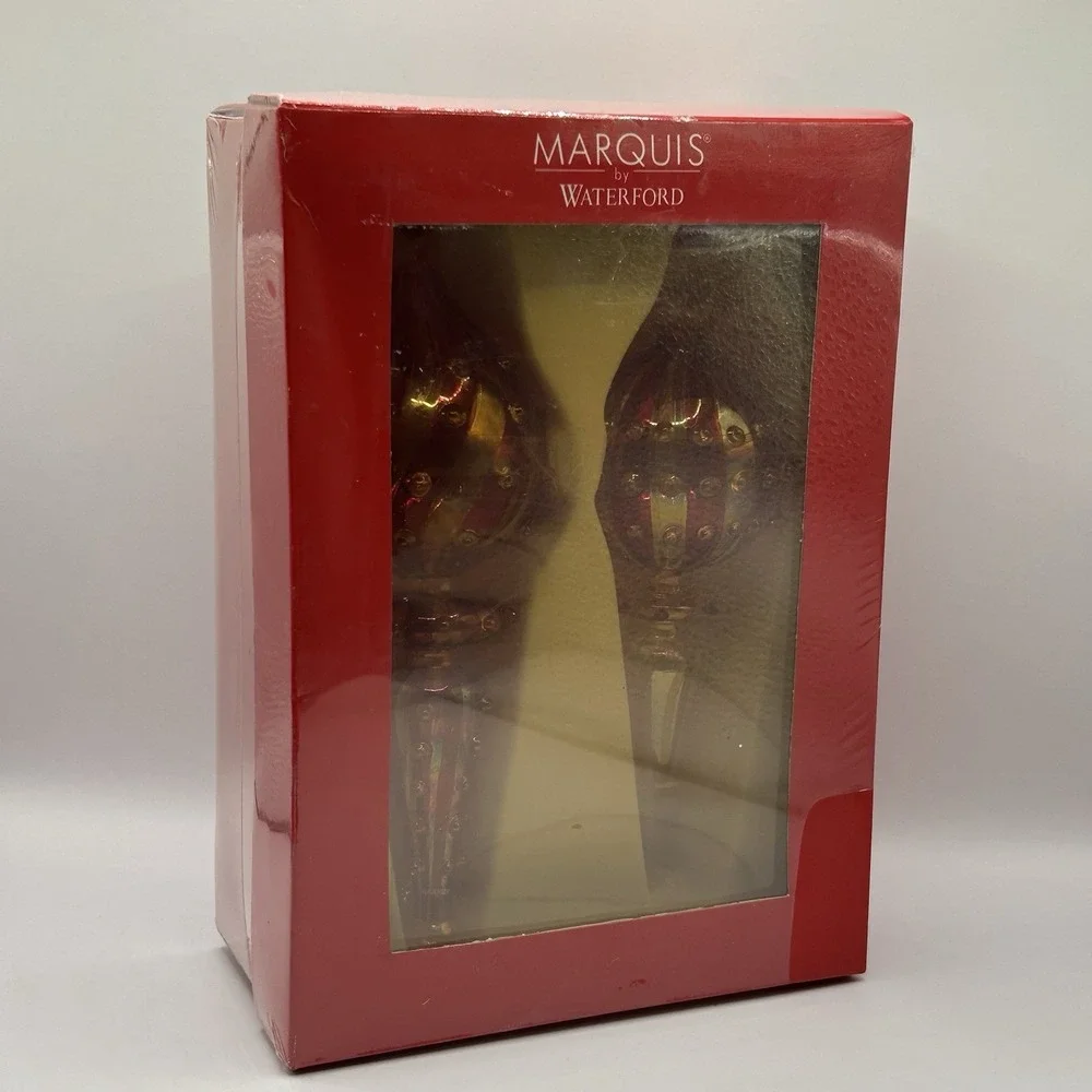 Marquis by Waterford Finial Ornaments Set of 2 • Iridescent Glass • New in Box